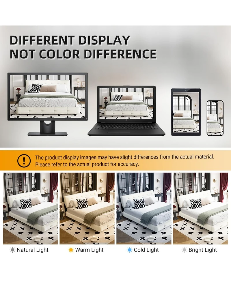 Streamdale Furniture Streamdale Queen Size Bed Frame with Tufted Headboard and Cloud Pillow Design