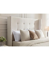 Streamdale Furniture Upholstered Queen Bed with Wingback and Nailhead Trim