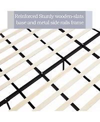 Streamdale Furniture Peyton Queen Upholstered Bed Blue Velvet, Easy Assembly