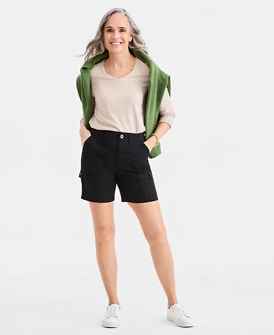 Style & Co Women's Petite Mid-Rise Comfort-Waist Cargo Shorts, Macy's Exclusive