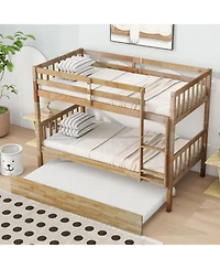 Streamdale Furniture Twin Wood Bunk Bed with Trundle and Convertible Beds