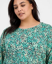 Jones New York Plus Size Printed 3/4-Sleeve Knit Top