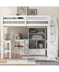 Streamdale Furniture Full Loft Bed with Desk, Drawers & Storage Staircase