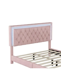 Streamdale Furniture Queen Upholstered Bed Frame with Led Lights