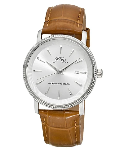 Porsamo Bleu Men's Veritas 2 Genuine Leather Band Watch 1362CVEL