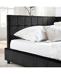 Streamdale Furniture Tufted Upholstered Full Size Bed Frame - Black Velvet
