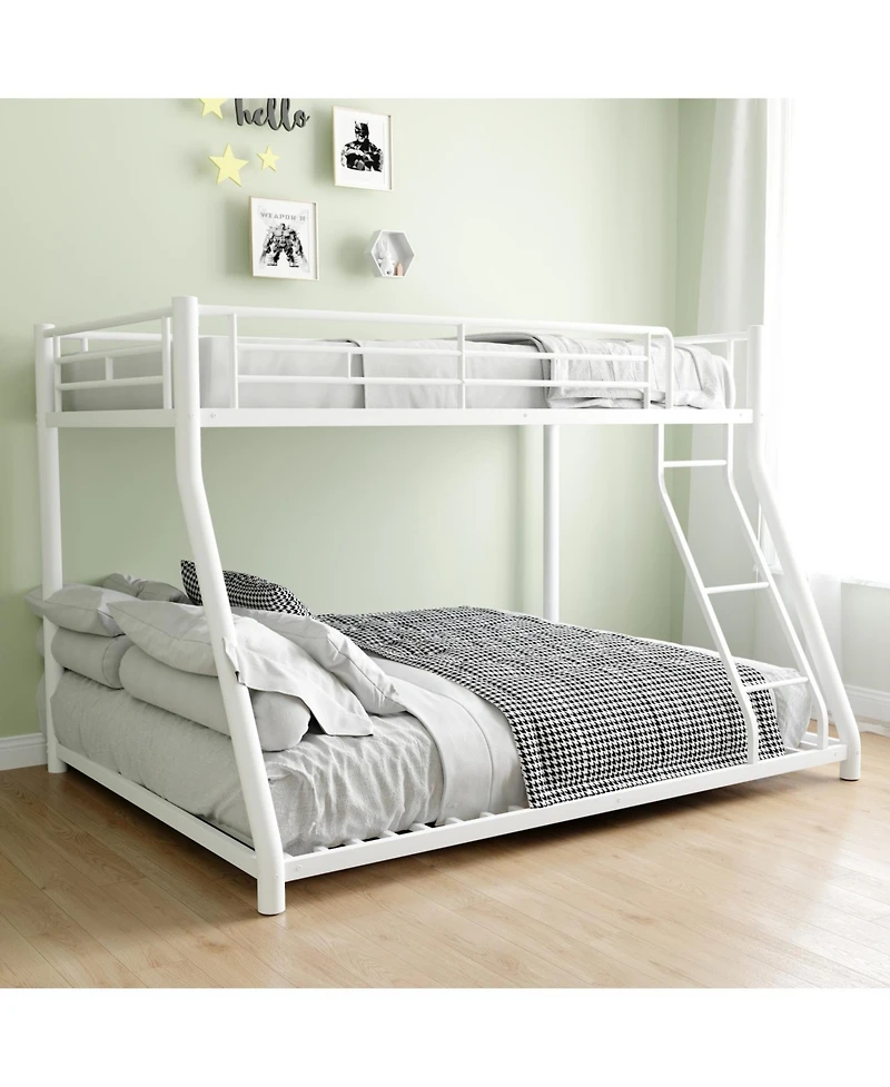 Streamdale Furniture Twin Over Full Metal Bunk Bed with Stairs & Storage