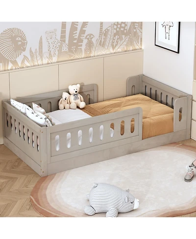 Streamdale Furniture Twin Platform Bed with Guardrail (Natural)