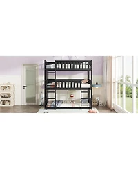 Streamdale Furniture Triple Bunk Bed, Twin over Twin over Twin, Rubber Wood