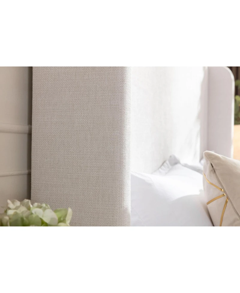 Streamdale Hayden Wingback Upholstered King Bed (54" Headboard) / Textured Ivory Canvas