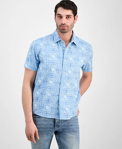 Sun + Stone Men's Sunshine Linen Blend Short-Sleeve Shirt, Macy's Exclusive