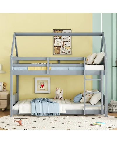 Streamdale Furniture Twin-over-Twin Bunk Bed with Headboards, Guardrails, Ladder