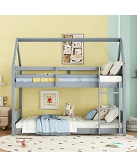 Streamdale Furniture Twin-over-Twin Bunk Bed with Headboards, Guardrails, Ladder