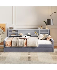 Streamdale Furniture Twin Upholstered Platform Bed with Storage and Drawers