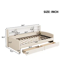 Streamdale Furniture Twin Upholstered Platform Bed with Storage and Drawers