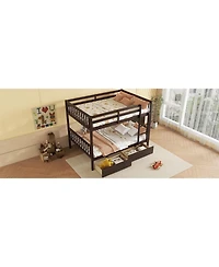 Streamdale Full-Size Bunk Bed with Drawers, Convertible to 2 Full Beds