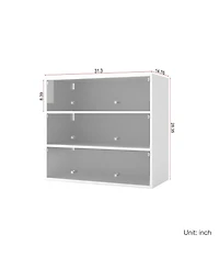 Streamdale Furniture White Glass Door Shoe Box Shoe Storage Cabinet With Rgb Led Light