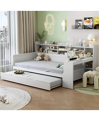 Streamdale FurnitureMultifunctional Wooden Twin Daybed with Storage, Trundle, and Desk