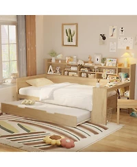 Streamdale FurnitureMultifunctional Wooden Twin Daybed with Storage, Trundle, and Desk
