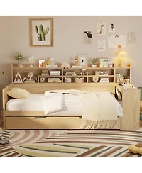 Streamdale FurnitureMultifunctional Wooden Twin Daybed with Storage, Trundle, and Desk