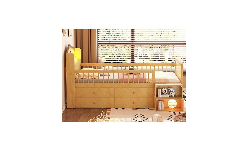 Streamdale Furniture House Loft Bed with Led Lights and Storage