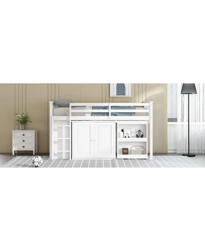 Streamdale Multifunctional Loft Bed with Desk, Storage, Ladder, and Safety Rail