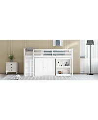 Streamdale Multifunctional Loft Bed with Desk, Storage, Ladder, and Safety Rail