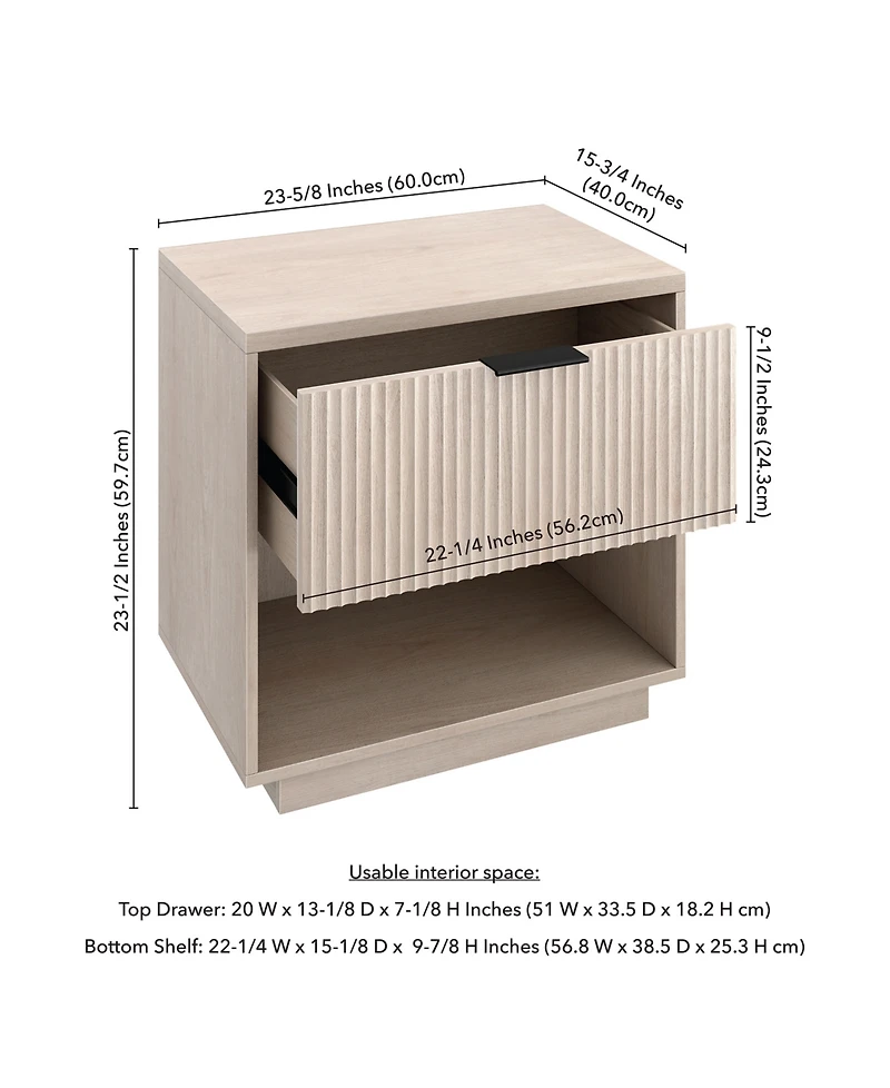 Hudson & Canal Karten 24" Wide Rectangular Fluted Nightstand