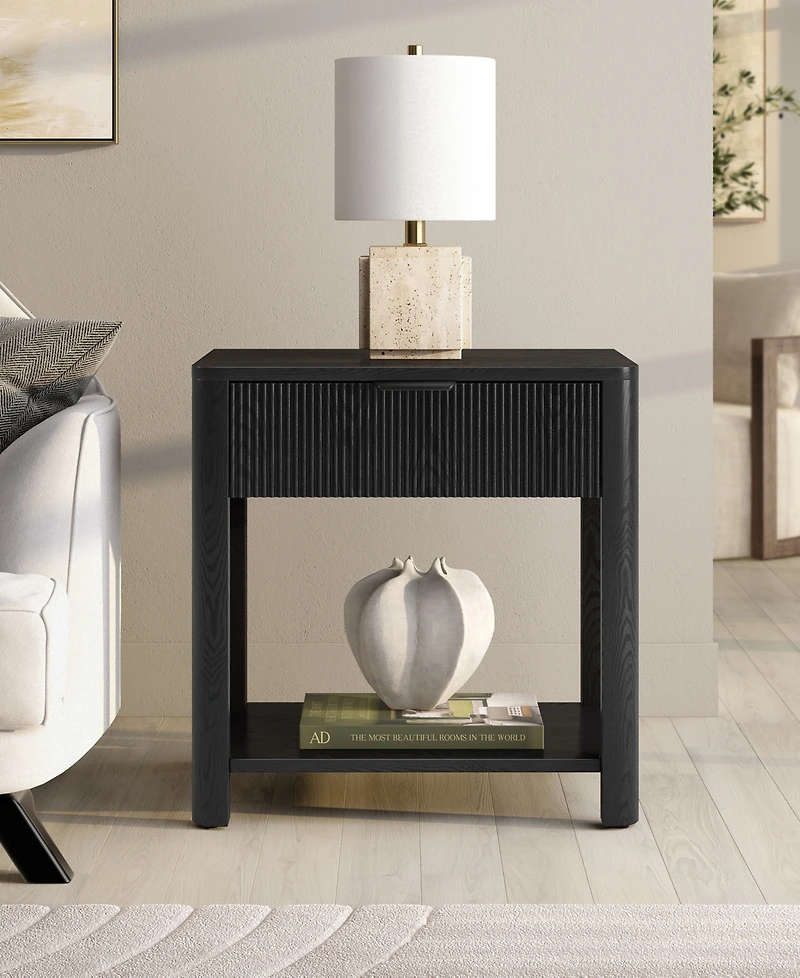 Hudson & Canal Pomona 24" Wide Rectangular Fluted Nightstand