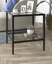 Hudson & Canal Hera 20" Wide Square Side Table with Glass Shelf