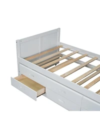 Streamdale Furniture Twin Platform Bed with Desk, Trundle, Shelf, and Drawers