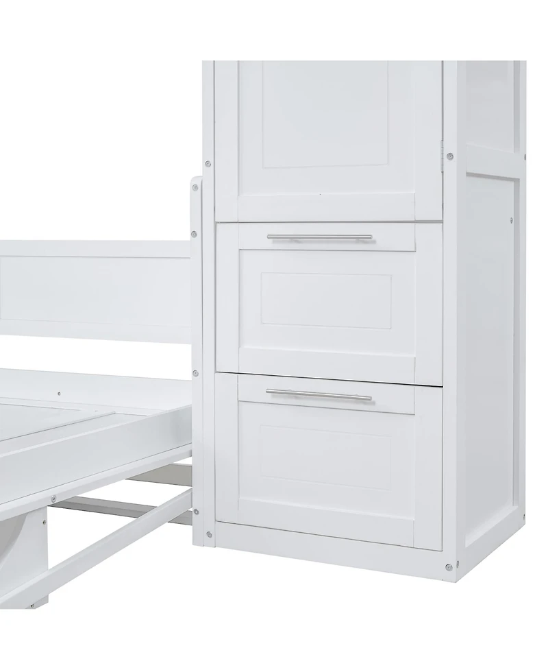 Streamdale Furniture Full Size Murphy Bed Wall Bed with Closet and Drawers,White