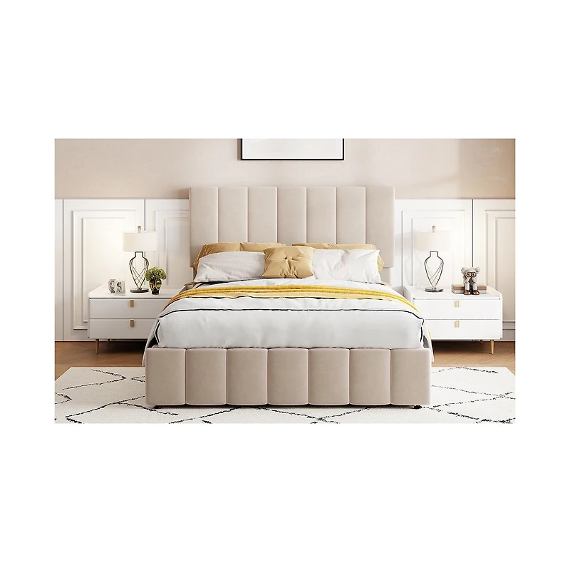 Streamdale Furniture Full Upholstered Platform bed with a Hydraulic Storage System
