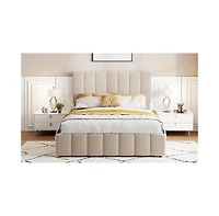 Streamdale Furniture Full Upholstered Platform bed with a Hydraulic Storage System