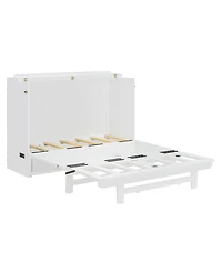 Streamdale Furniture Full Size Murphy Bed with Large Drawer,Usb Ports and Outlets,White