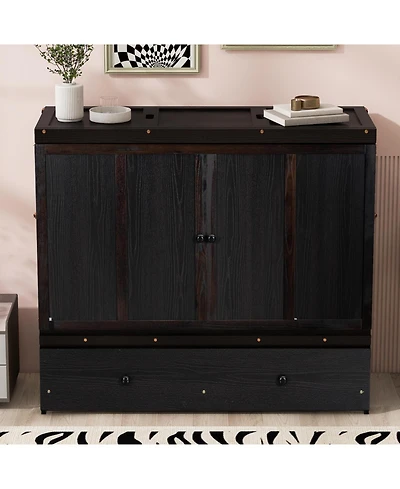 Streamdale Furniture Full Murphy Bed with Usb Port and a Large Drawer