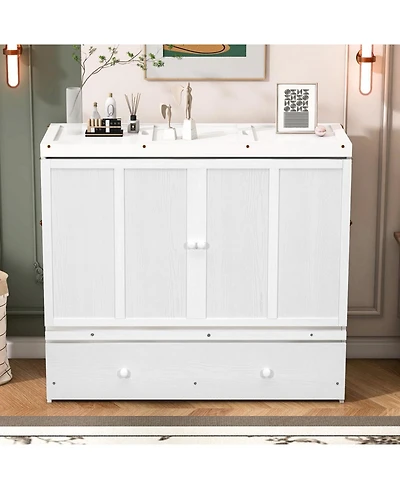 Streamdale Furniture Full Murphy Bed with Usb Port and a Large Drawer