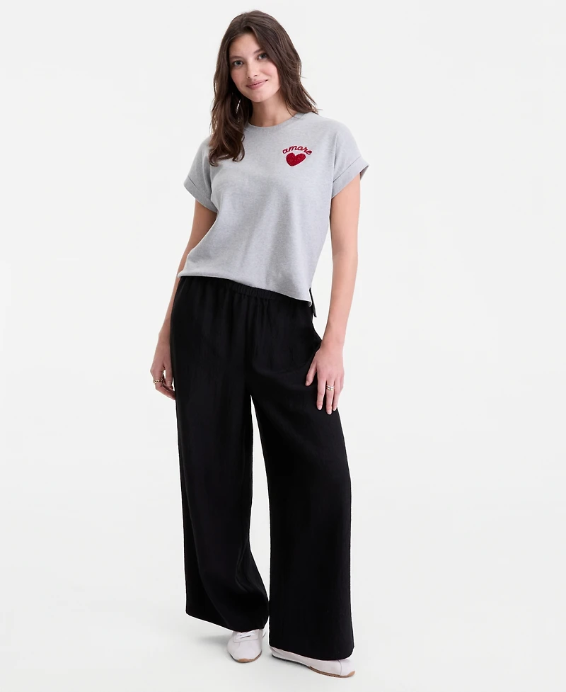 On 34th Women's Cuffed Amore Embroidered T-Shirt, Macy's Exclusive