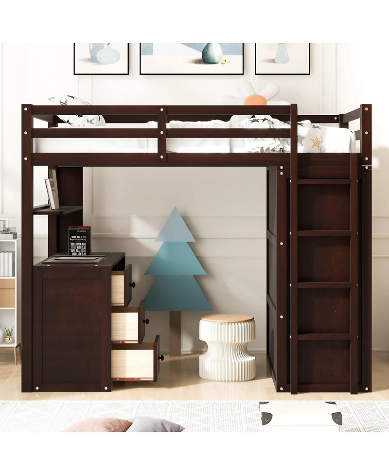 Streamdale Furniture Twin Loft Bed with Drawers