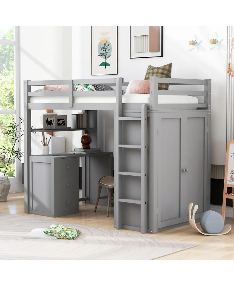 Streamdale Furniture Twin Loft Bed with Drawers