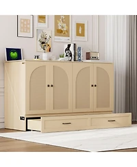 Streamdale Furniture Queen Size Murphy Bed with Large Drawers