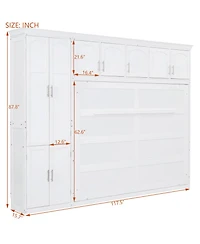 Streamdale Furniture Queen Size Murphy Bed Wall Bed with Cabinets