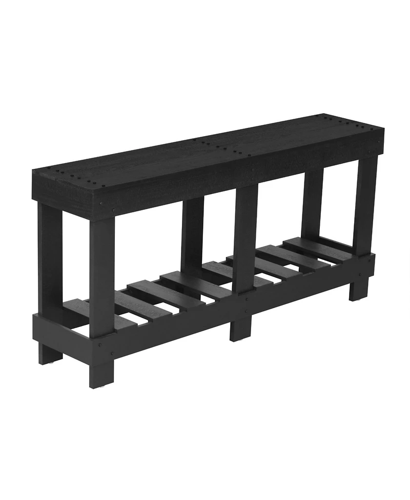 Streamdale Furniture 62.9" Fir Wood Console Table with Shelf & Metal Rivets