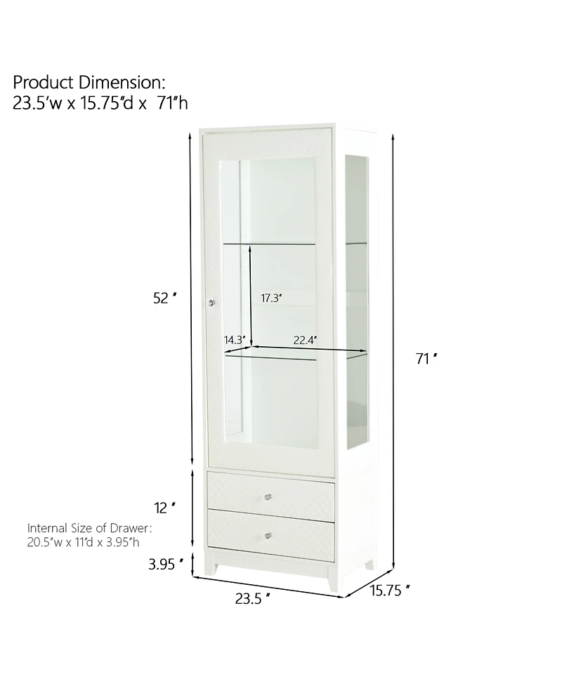 Streamdale Furniture 71" Wood (or relevant material) Led Light Display Cabinet