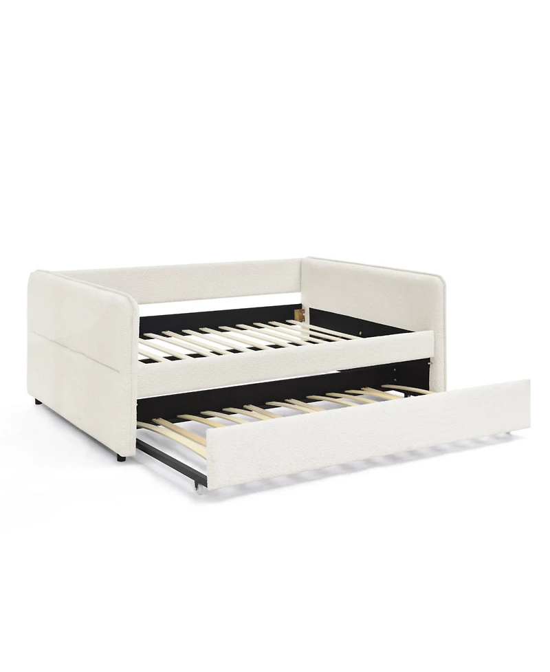 Streamdale Furniture Boucle Daybed with Trundle Full Size Beige
