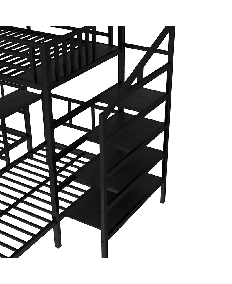 Streamdale Furniture Triple Twin Bunk Bed with Desk & Shelves