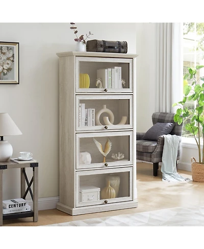 Streamdale Furniture White 4-Tier Glass Display Cabinet
