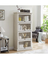 Streamdale Furniture White 4-Tier Glass Display Cabinet