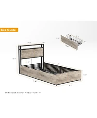 Streamdale Furniture Twin Bed Frame Storage Headboard Charging Station