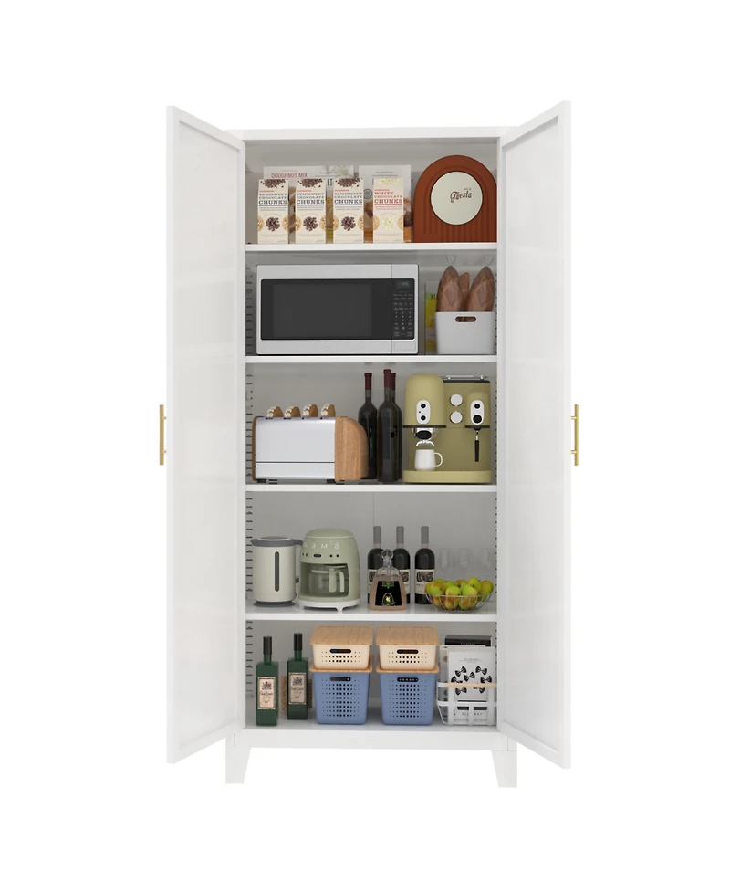 Streamdale Furniture 71" Metal Storage Cabinet with Doors & Adjustable Shelves (White)